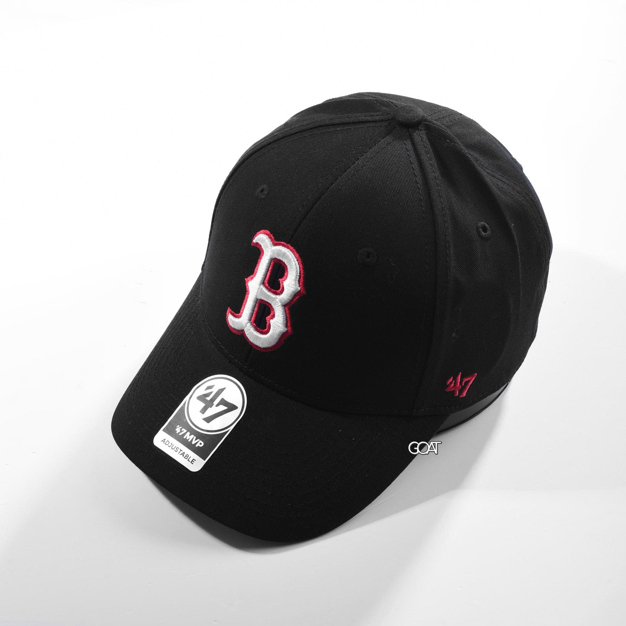 47 B WHITE RED OUTLINE LOGO CAP - BLACK