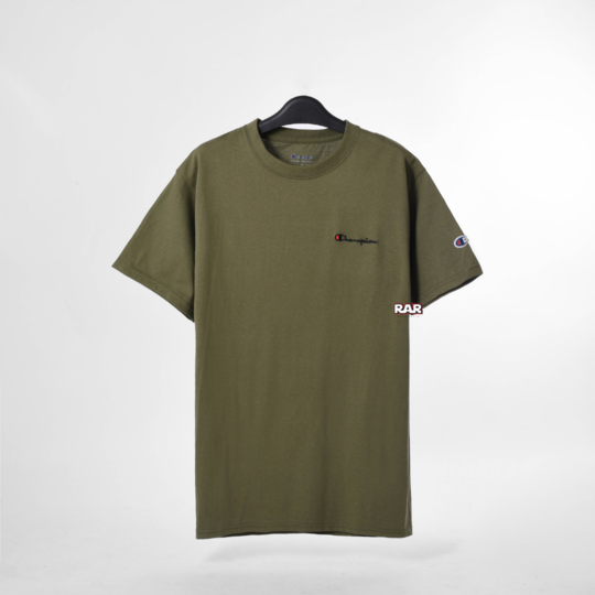 CHAMPION TAGLESS TSHIRT ,EMBROIDERED LOGO - FRESH OLIVE