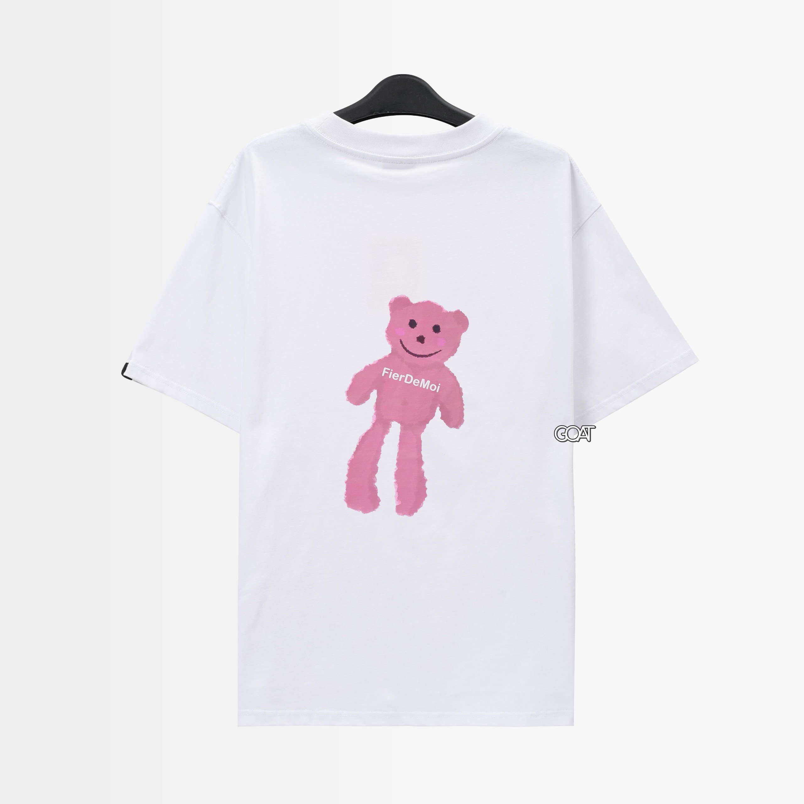 FIER THE MOI PINK LONG LEG BEAR BACK TSHIRT - WHITE