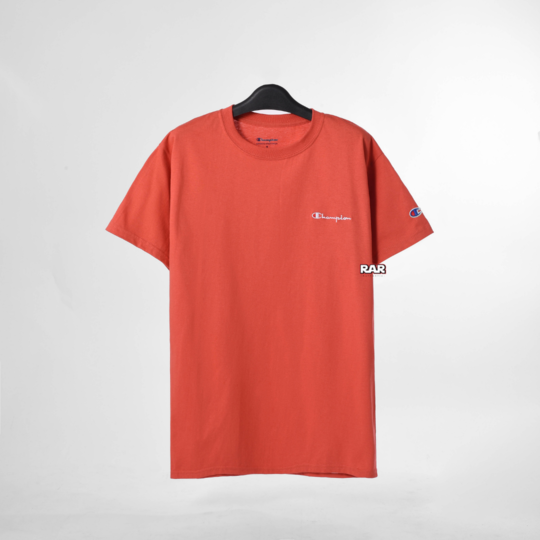 CHAMPION TAGLESS TSHIRT ,EMBROIDERED LOGO - RED RIVER CLAY