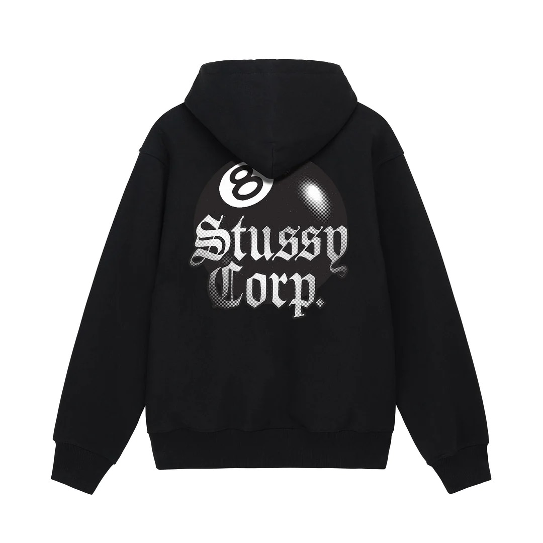 STUSSY 8 BALL CORP HOODIE - BLACK