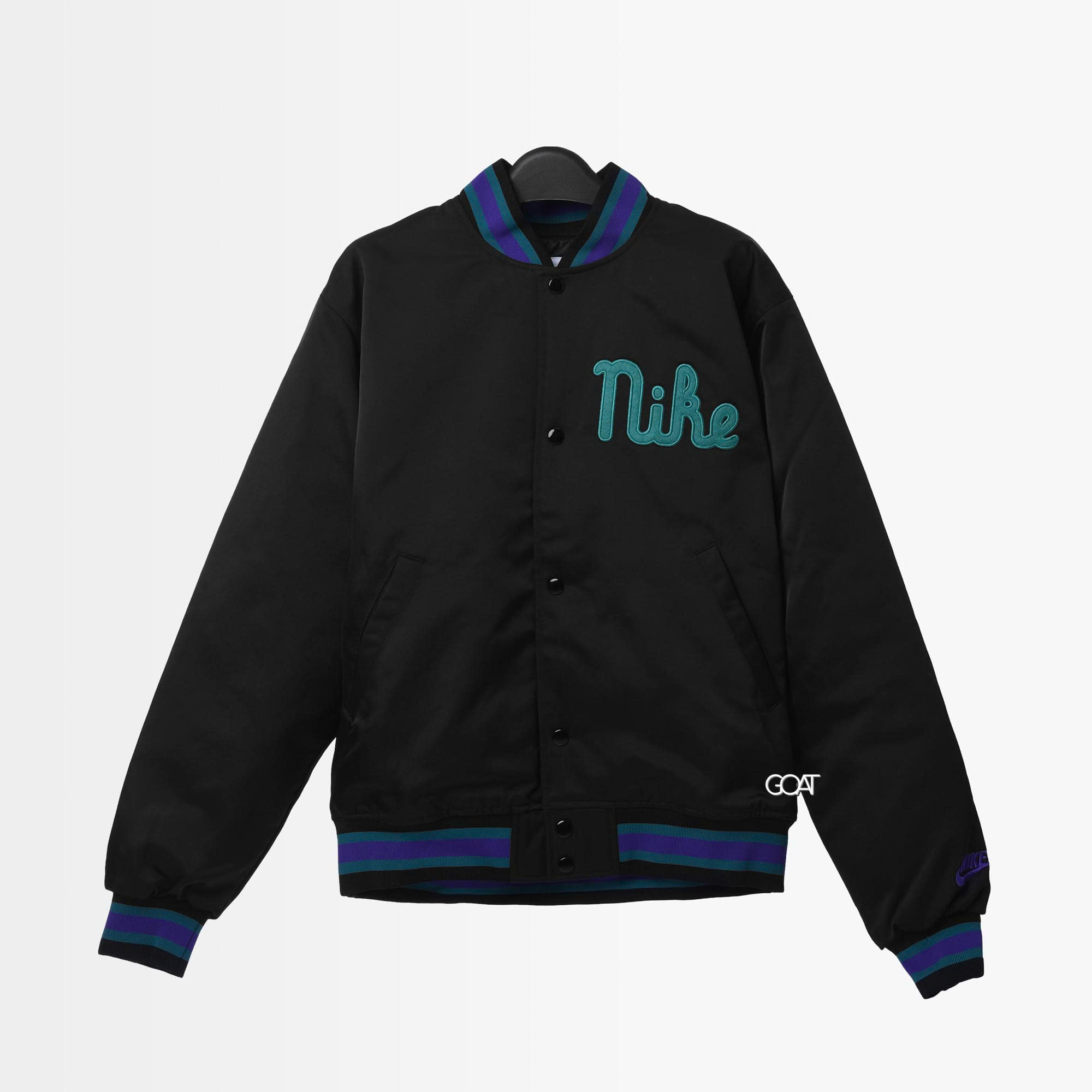 NIKE DOGOUT LOOSE SATIN 1972 JACKET - BLACK