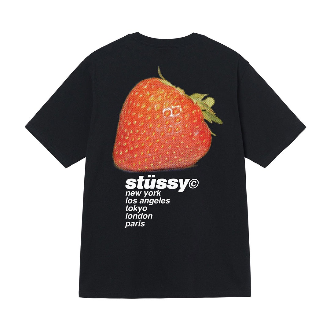 STUSSY STRAWBERRY TSHIRT - BLACK