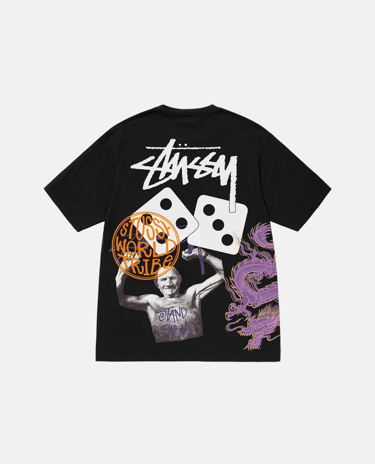 STUSSY STRIKE PIGMENT DYED TSHIRT - BLACK