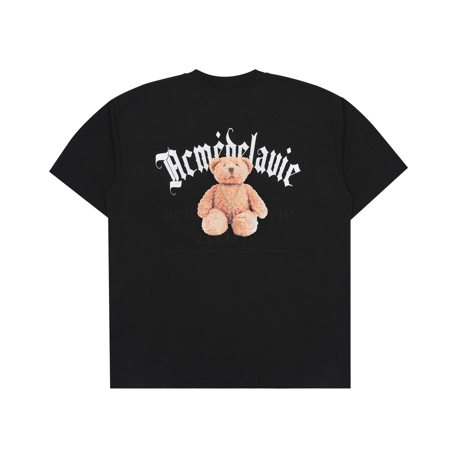 ADLV BABY FACE SHORT SLEEVE CHAIN BEAR DOLL TSHIRT - BLACK