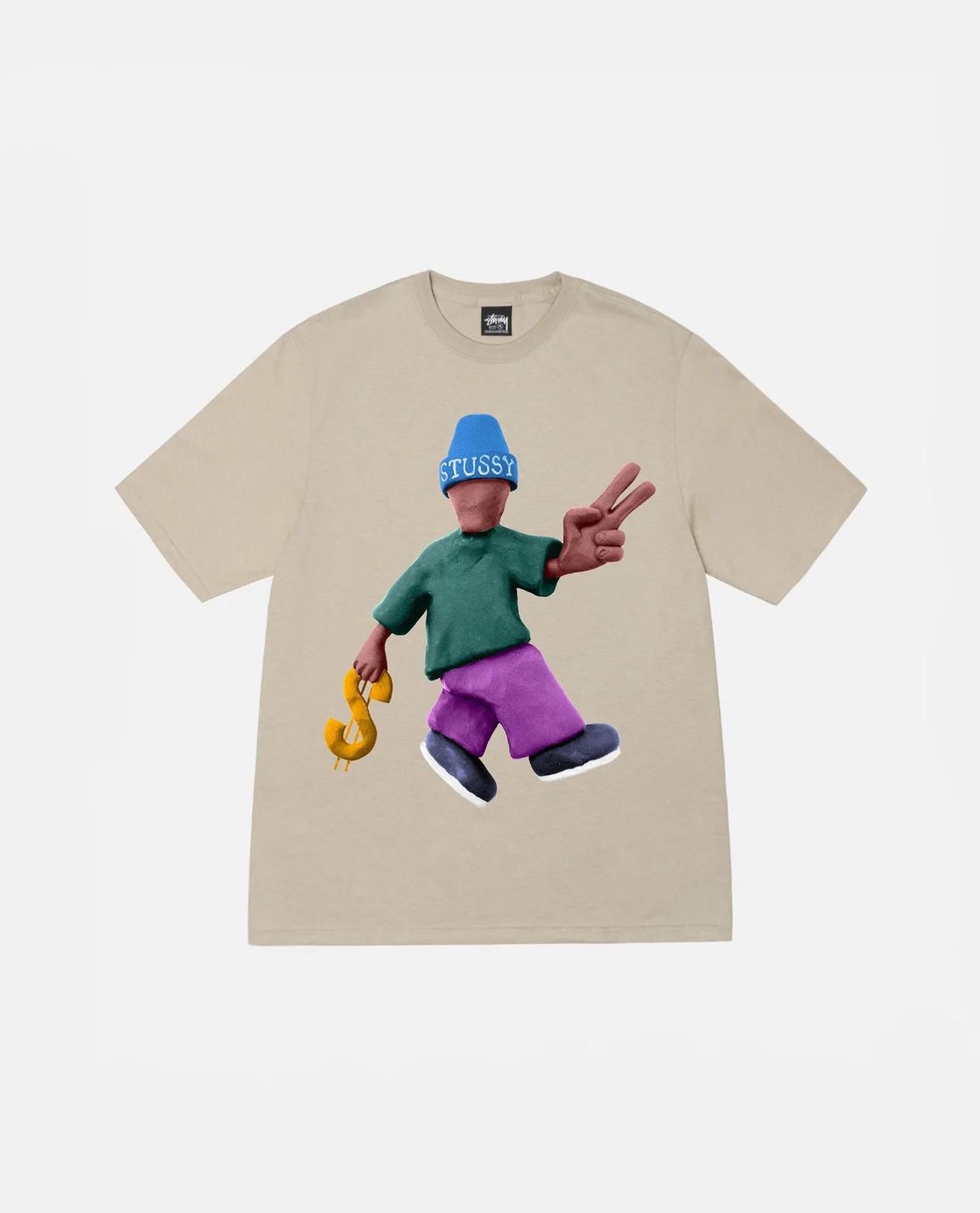 STUSSY PEACE & PROSPERITY TSHIRT - KHAKI