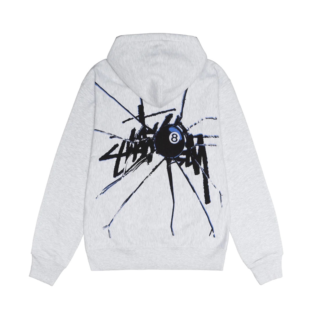 STUSSY SHATTERED ZIP HOODIE - ASH HEATHER