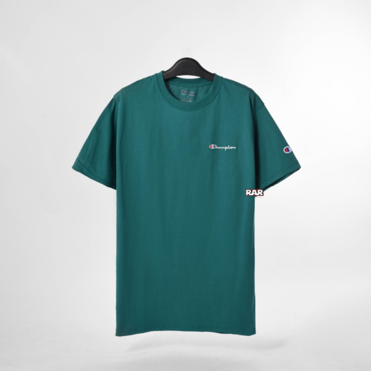 CHAMPION TAGLESS TSHIRT ,EMBROIDERED LOGO - EMERALD GREEN