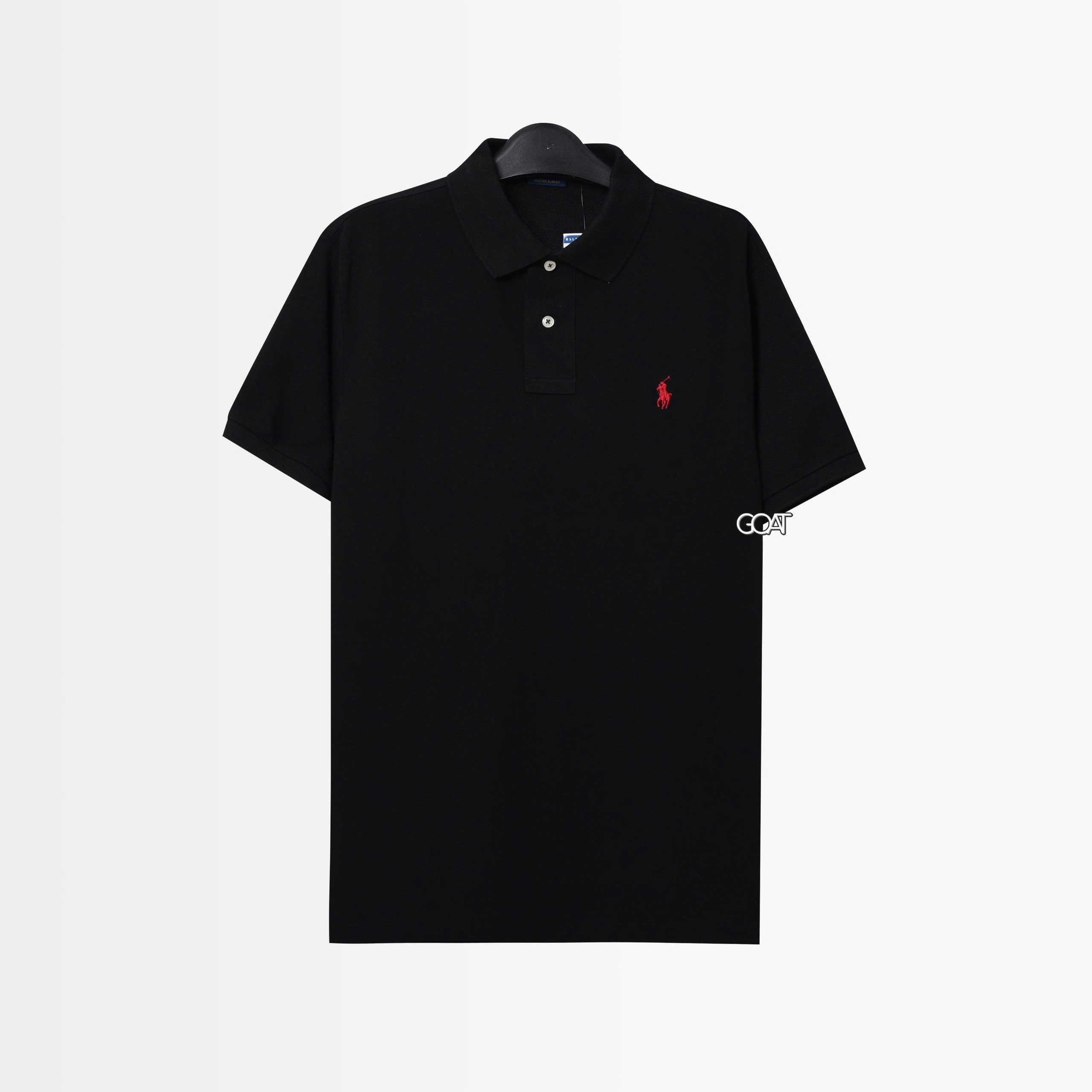 RALPH LAUREN PIQUE SLIM FIT POLO SHIRT - BLACK