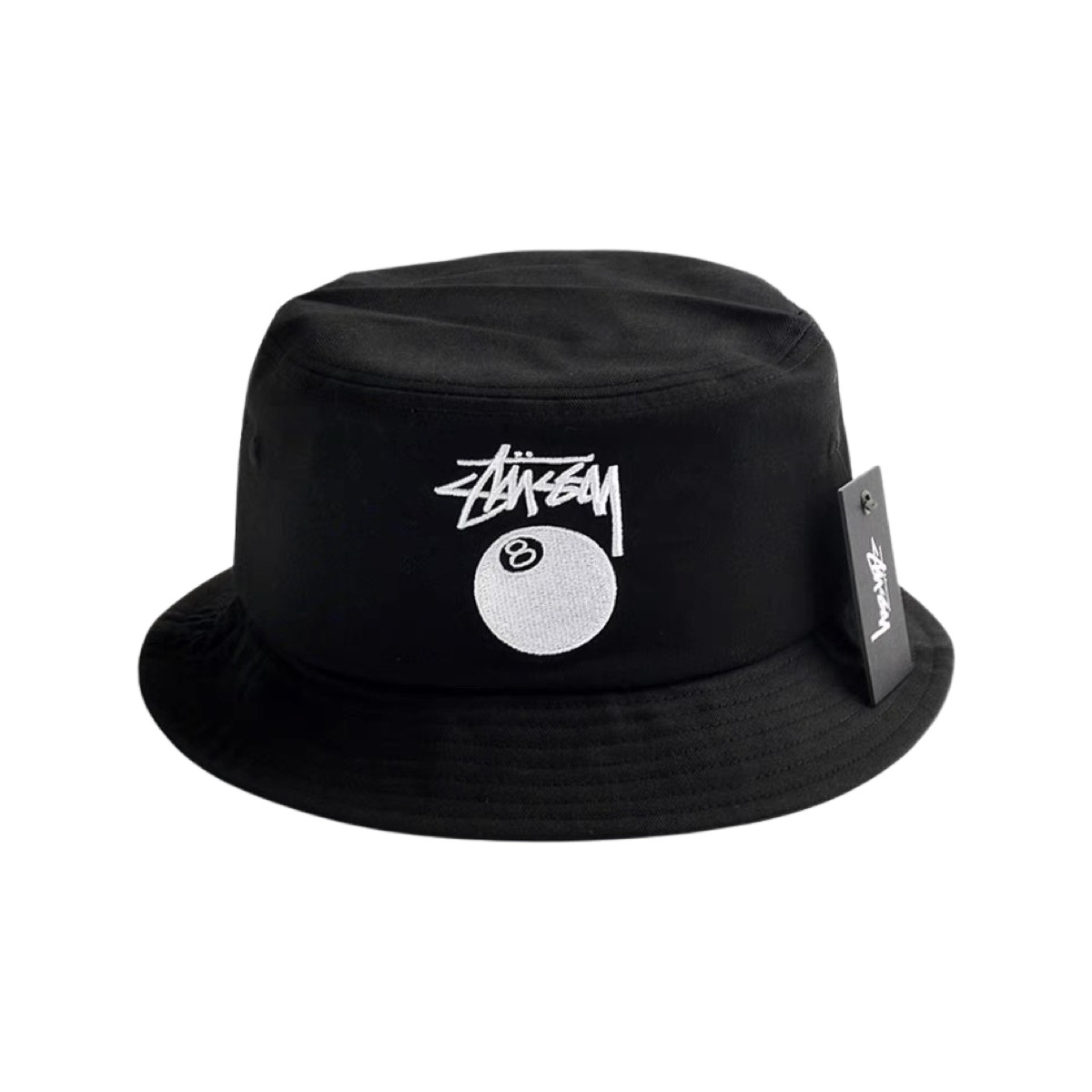 STUSSY VINTAGE 8BALL BUCKET HAT - BLACK