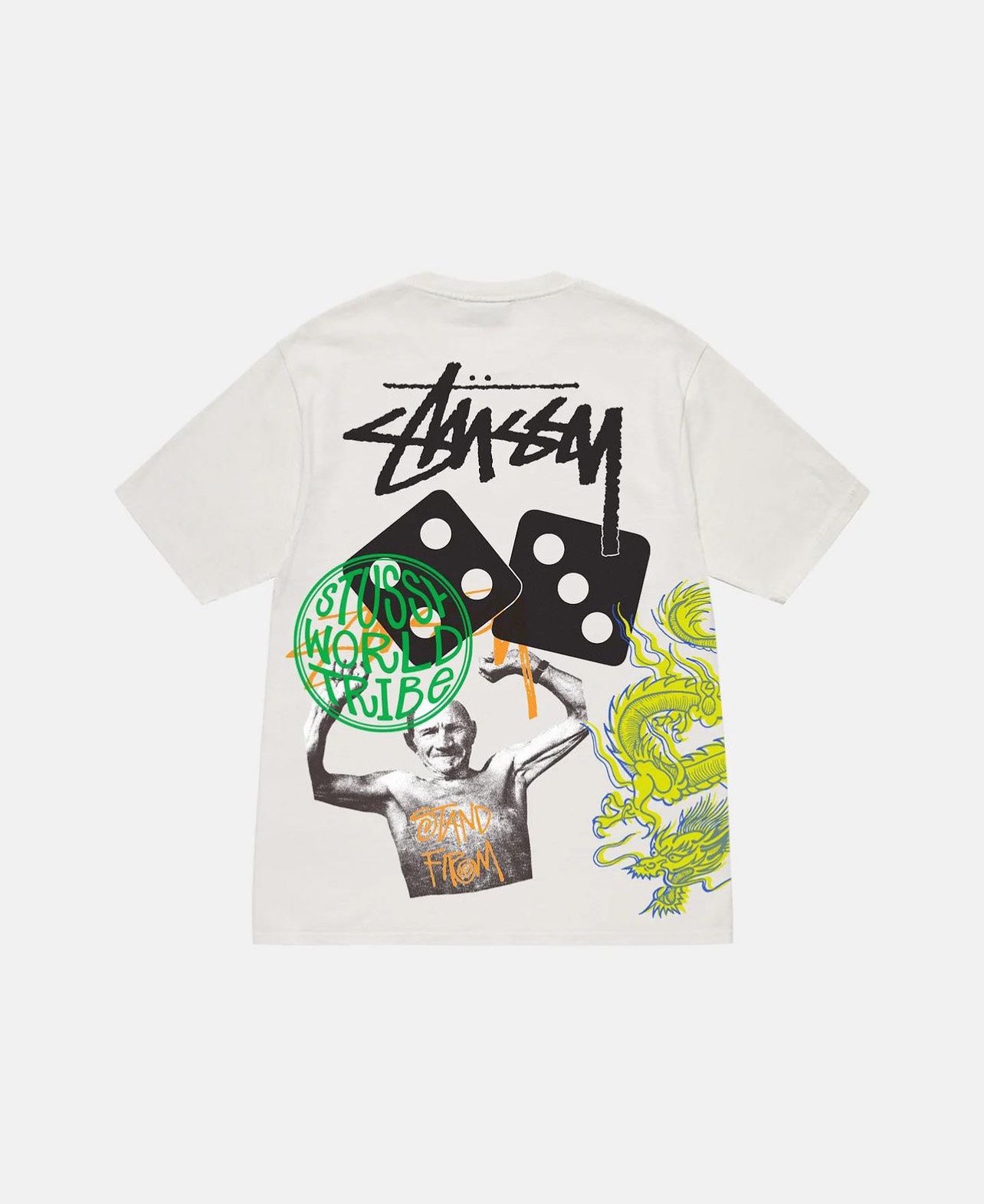 STUSSY STRIKE PIGMENT DYED TSHIRT - NATURAL