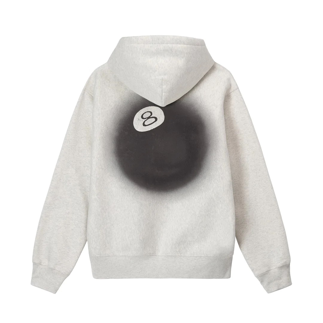 STUSSY 8 BALL FADE HOODIE - GREY THE GOAT AUTHENTIC