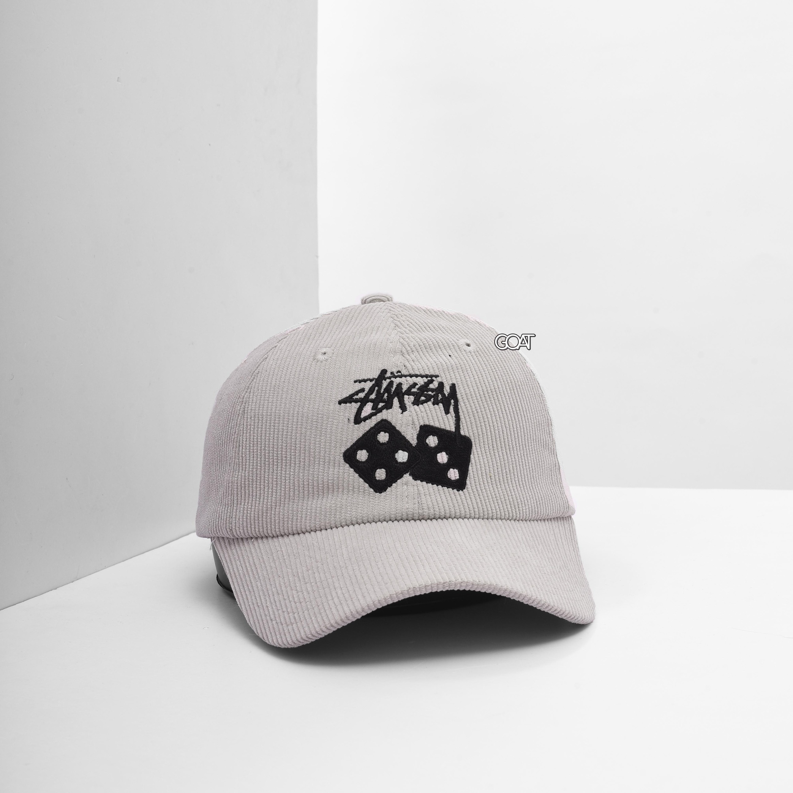 STUSSY TWO DICE CORD LOW PRO CAP - WHITE