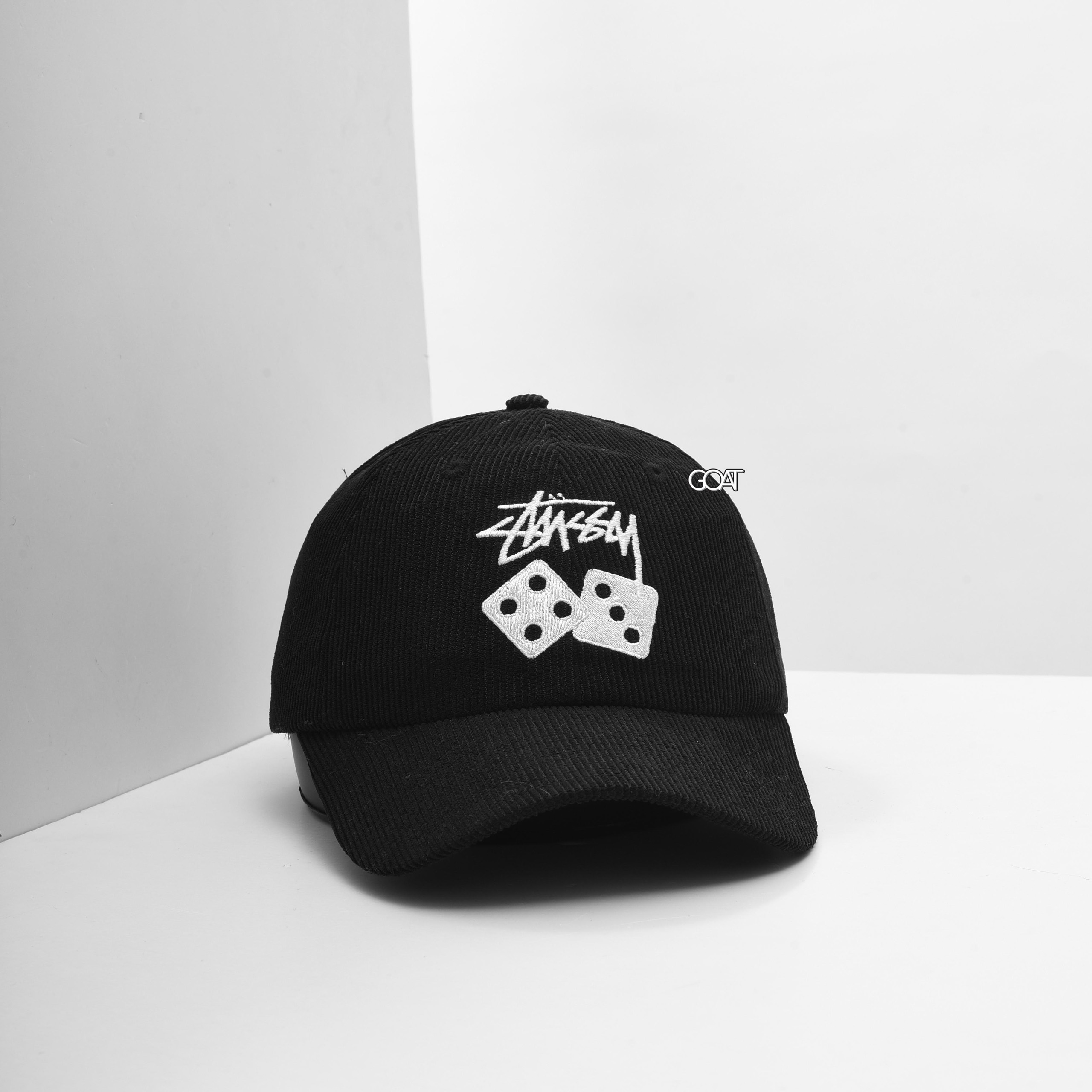 STUSSY TWO DICE CORD LOW PRO CAP - BLACK