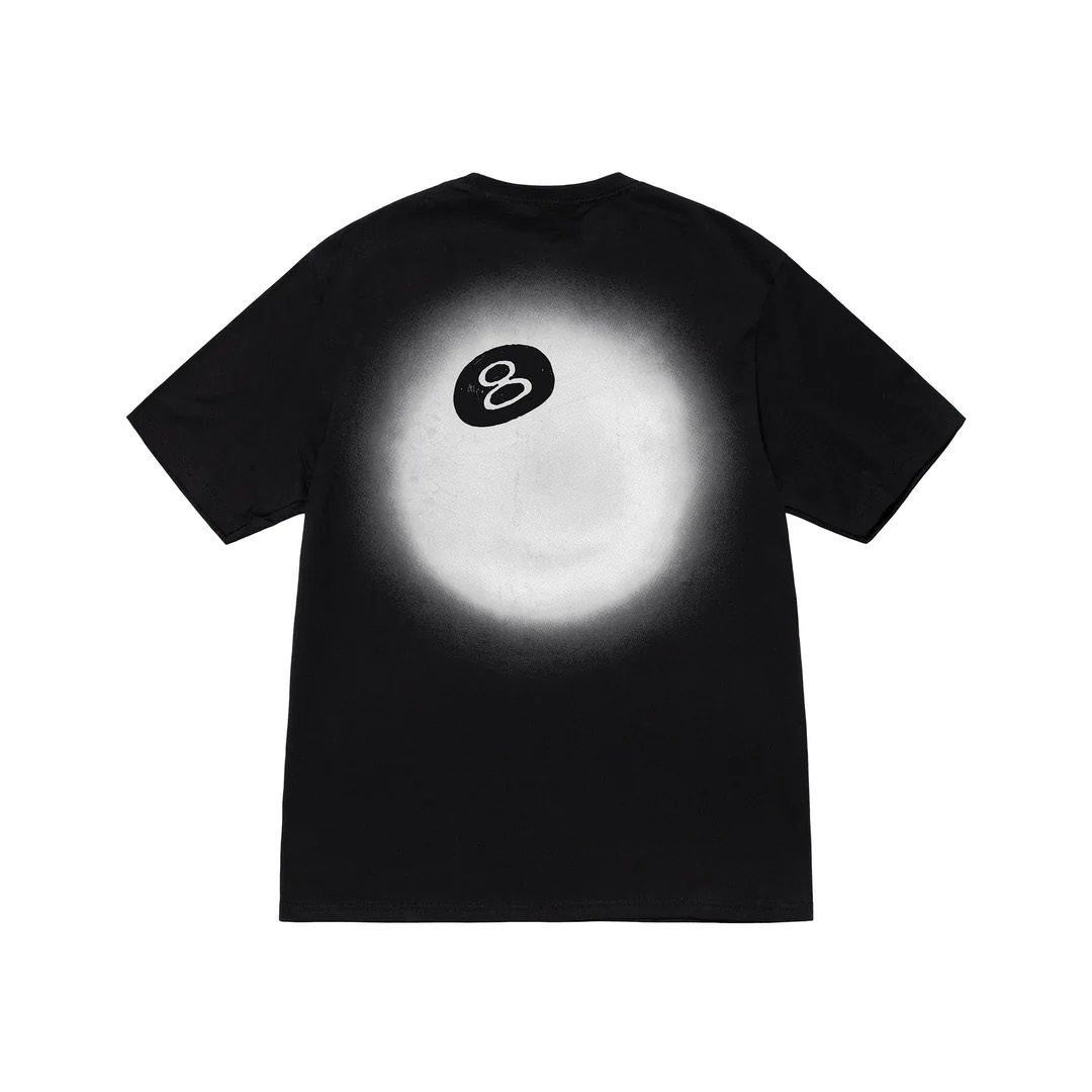 STUSSY 8 BALL FADE TSHIRT - BLACK THE GOAT AUTHENTIC