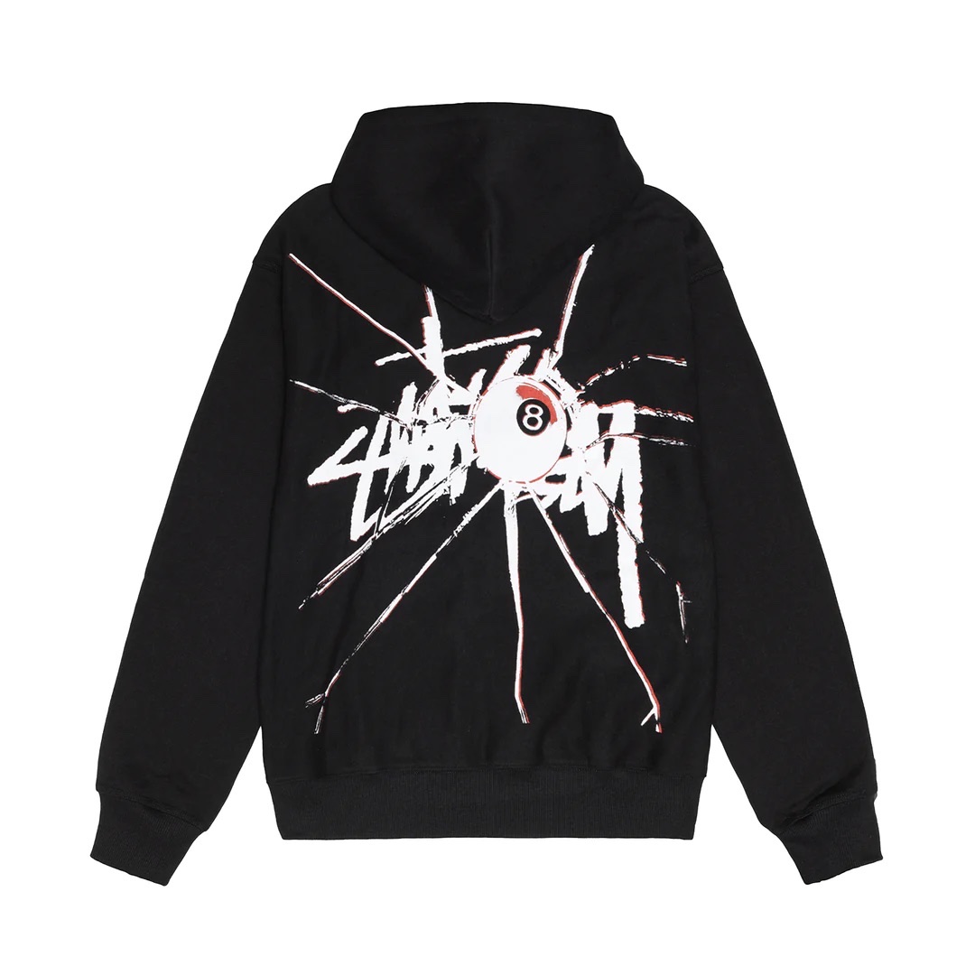 STUSSY SHATTERED ZIP HOODIE - BLACK