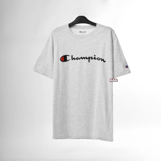 Champion Tagless Tshirt , Printed Logo - Oxford Grey