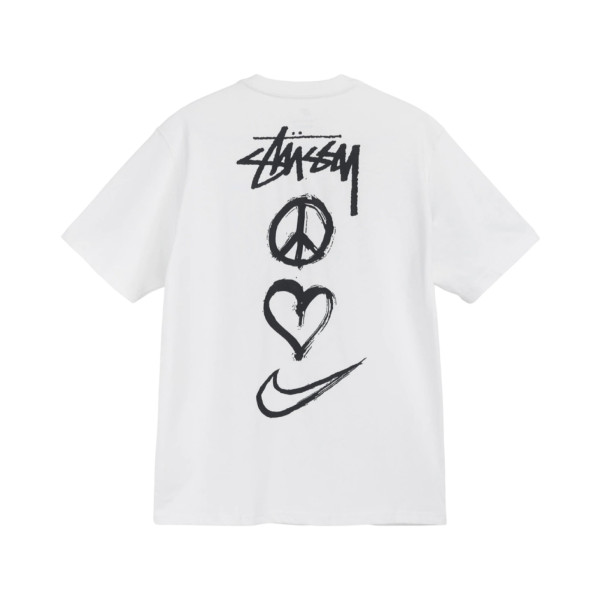 STUSSY X NIKE PEACE LOVE SWOOSH TSHIRT - WHITE