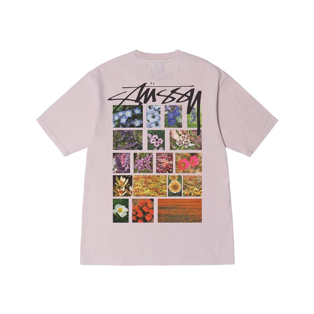 STUSSY FLOWER GRID TSHIRT - BLUSH