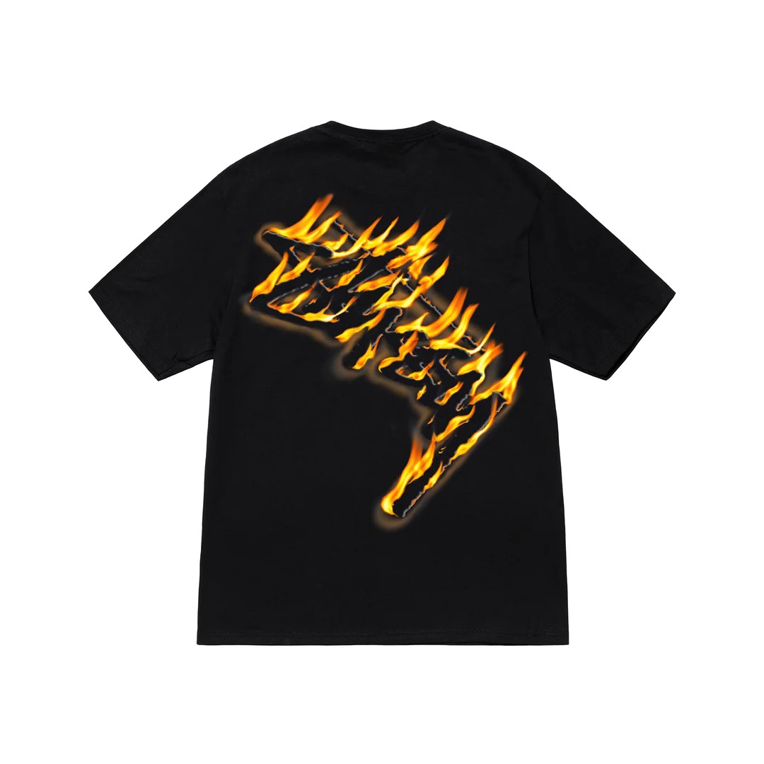 STUSSY BURNING TSHIRT - BLACK