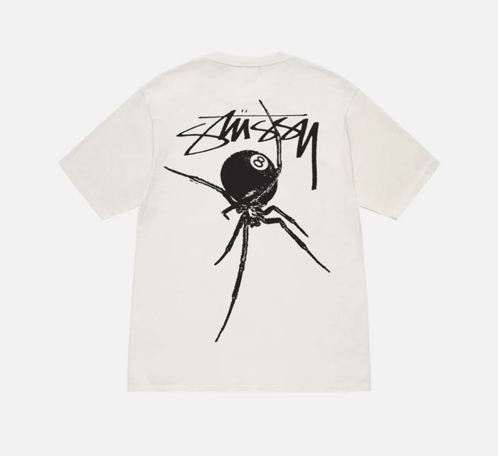 STUSSY ARACHNID PIGMENT DYED TSHIRT - NATURAL