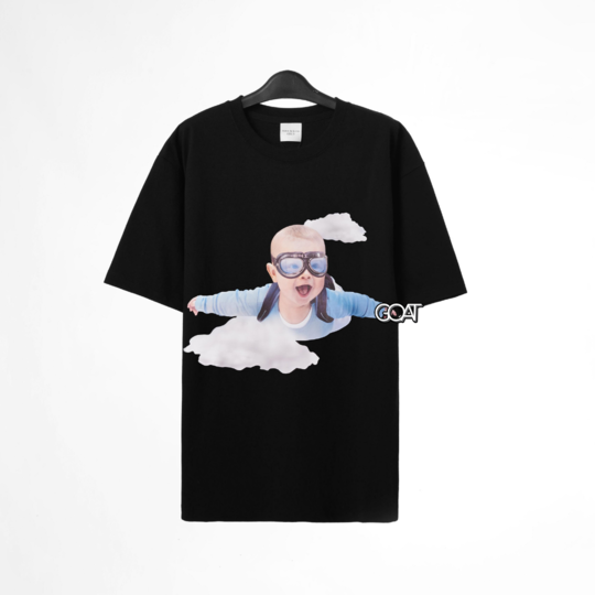 ADLV BABY FACE SHORT SLEEVE SKYDIVING TSHIRT - BLACK