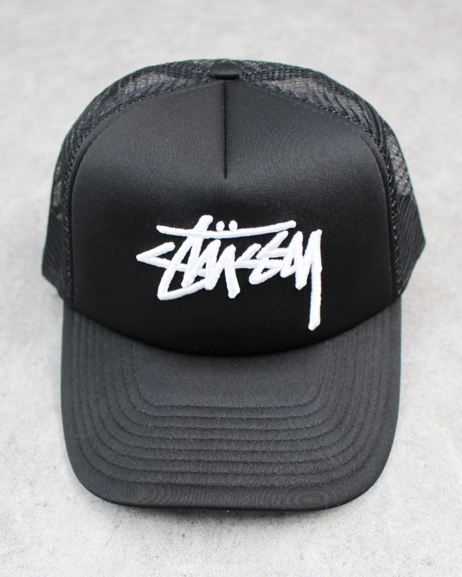 STUSSY STOCK TRUCKER SNAPBACK - BLACK